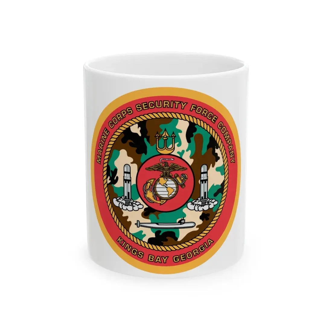 Marine Corps Security Force Company Kings Bay Georgia (USMC) White Coffee Mug 11oz - Go Mug Yourself