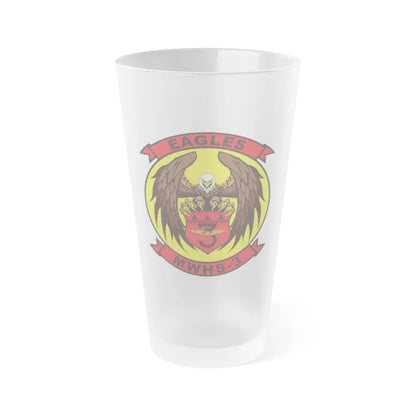 Marine Wing Headquarters Squadron 3 (USMC) Frosted Pint Glass 16oz-Go Mug Yourself