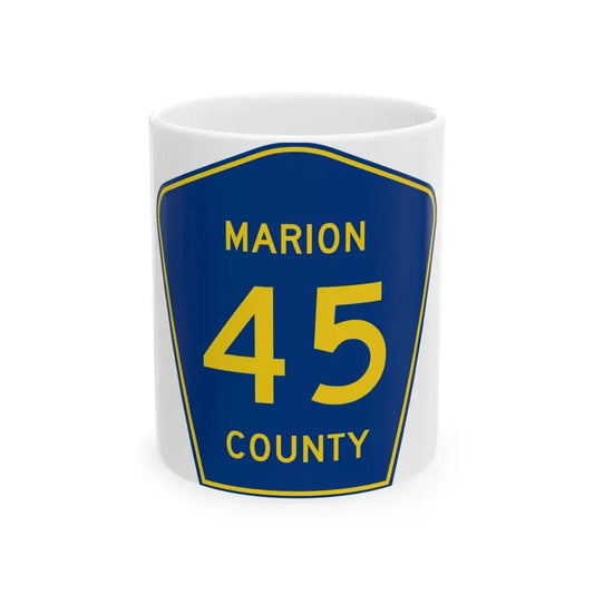 Marion County Route 45 AL (Alabama) (Road Sign) White Coffee Mug 11oz - Go Mug Yourself