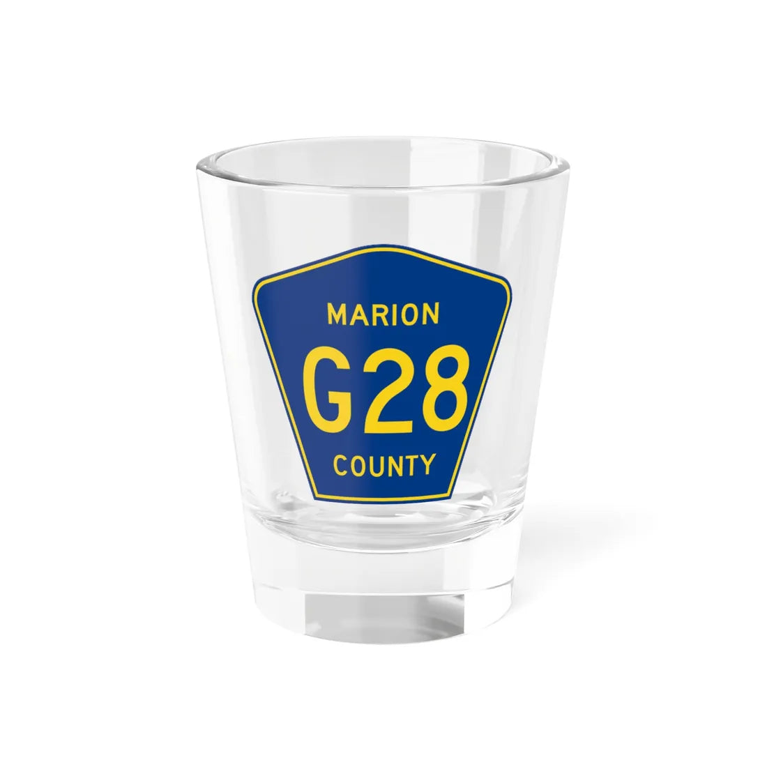 Marion County Route G28 IA (Iowa) (Road Sign) Shot Glass 1.5oz 1.5oz - Go Mug Yourself