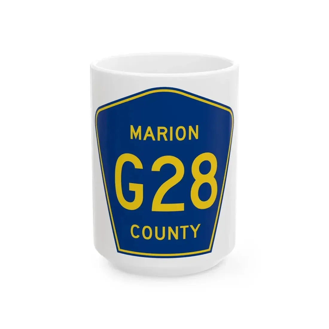 Marion County Route G28 IA (Iowa) (Road Sign) White Coffee Mug 15oz - Go Mug Yourself