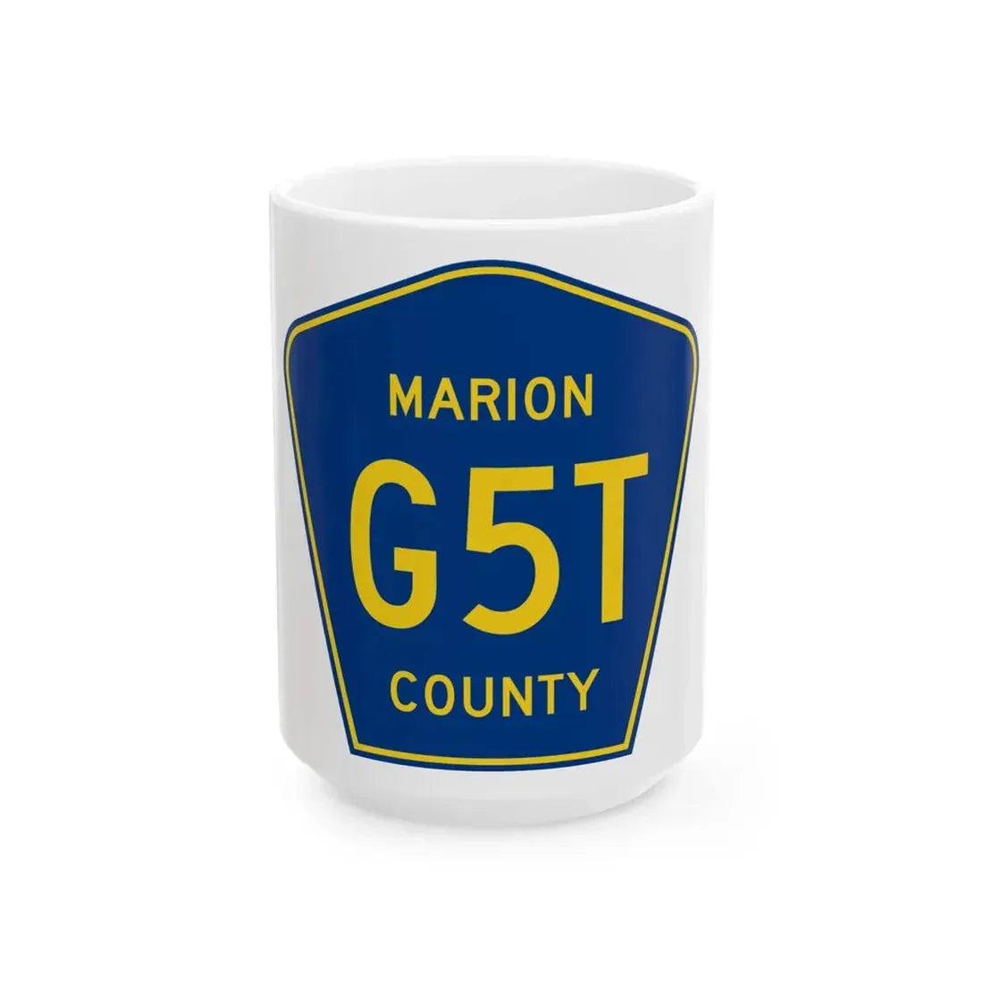 Marion County Route G5T IA (Iowa) (Road Sign) White Coffee Mug 15oz - Go Mug Yourself