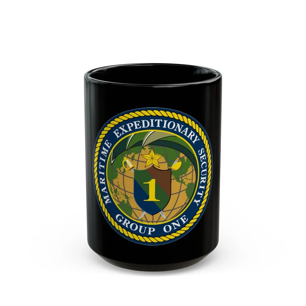 Maritime Expeditionary Grp 1 (U.S. Navy) Black Coffee Mug-15oz-Go Mug Yourself