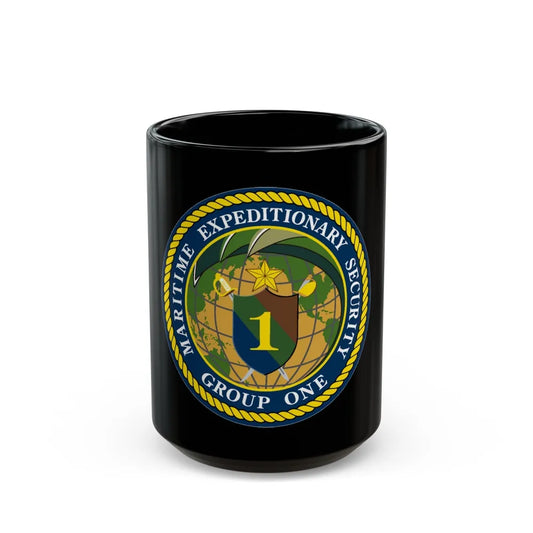 Maritime Expeditionary Grp 1 (U.S. Navy) Black Coffee Mug-15oz-Go Mug Yourself