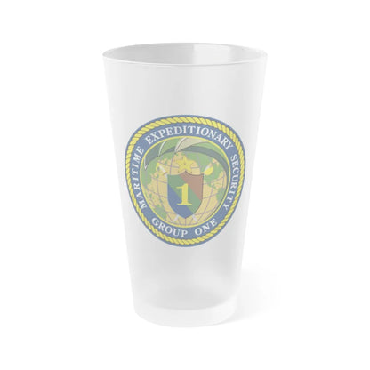 Maritime Expeditionary Grp 1 (U.S. Navy) Frosted Pint Glass 16oz-Go Mug Yourself