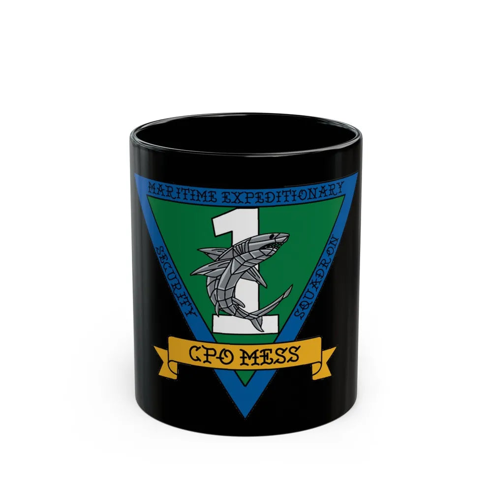 Maritime Expeditionary Security Sq One CPO MESS (U.S. Navy) Black Coffee Mug-11oz-Go Mug Yourself