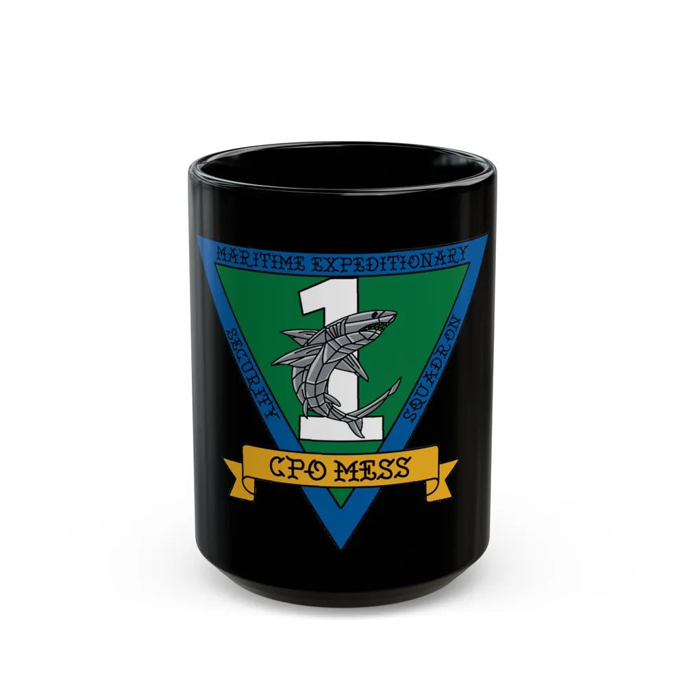 Maritime Expeditionary Security Sq One CPO MESS (U.S. Navy) Black Coffee Mug-15oz-Go Mug Yourself