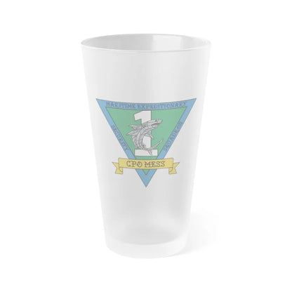 Maritime Expeditionary Security Sq One CPO MESS (U.S. Navy) Frosted Pint Glass 16oz-Go Mug Yourself