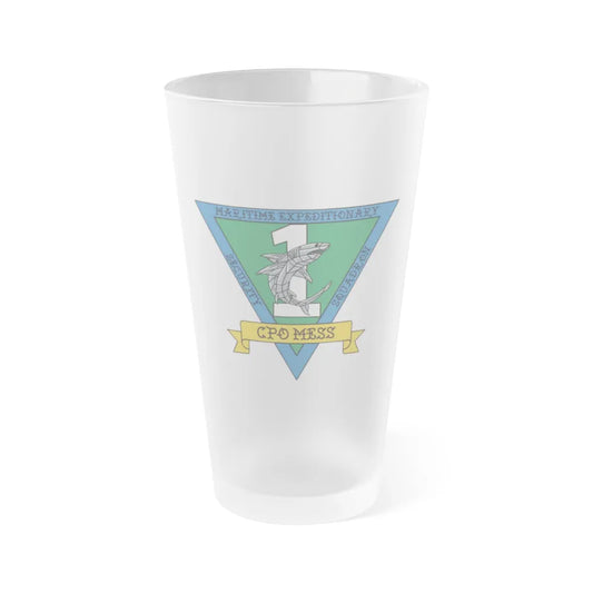 Maritime Expeditionary Security Sq One CPO MESS (U.S. Navy) Frosted Pint Glass 16oz-Go Mug Yourself