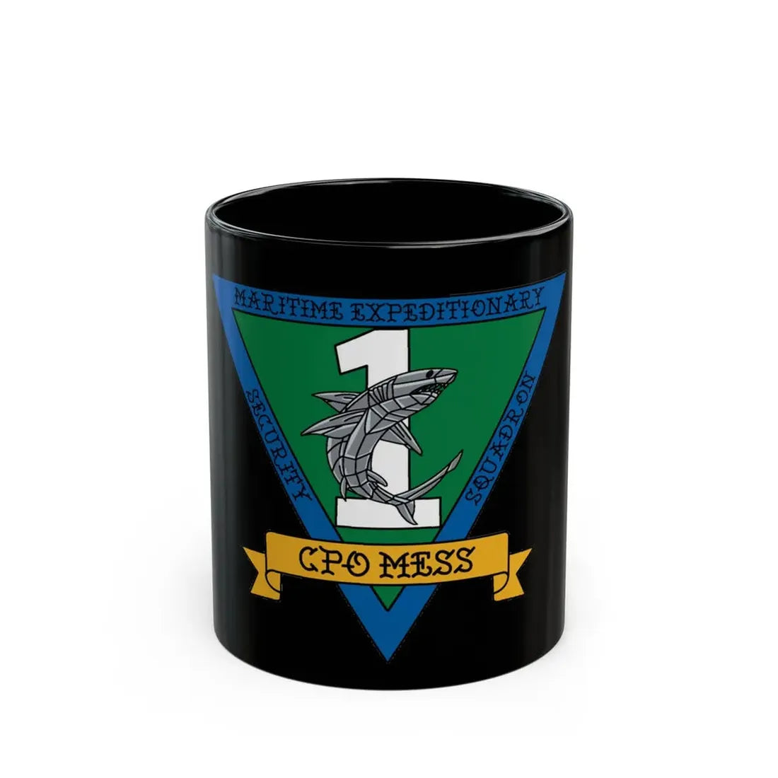 Maritime Expeditionary Security Sq One CPO MESS (U.S. Navy) Black Coffee Mug 11oz - Go Mug Yourself