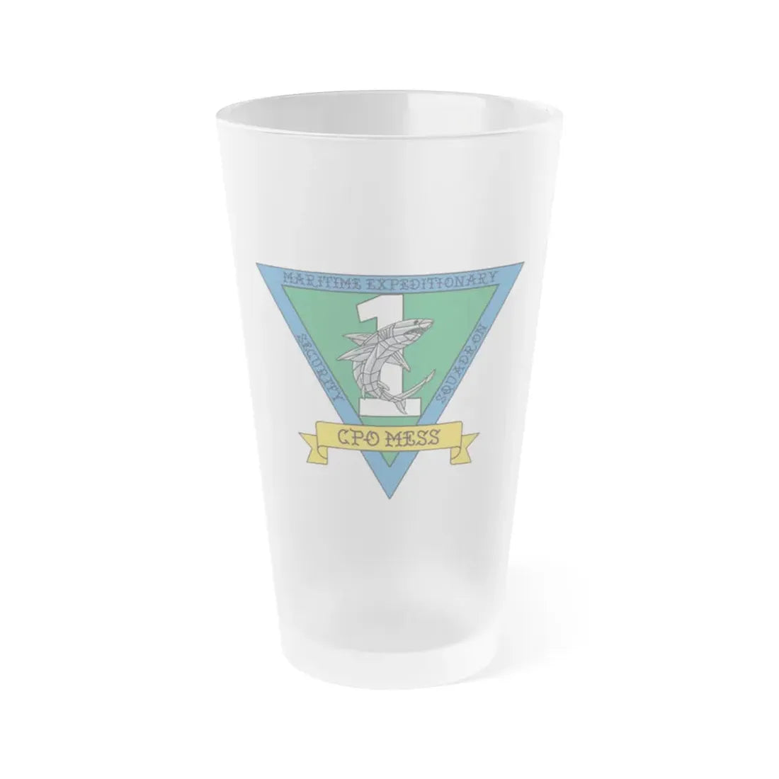 Maritime Expeditionary Security Sq One CPO MESS (U.S. Navy) Frosted Pint Glass 16oz Default Title - Go Mug Yourself