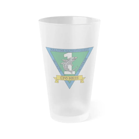 Maritime Expeditionary Security Sq One CPO MESS (U.S. Navy) Frosted Pint Glass 16oz Default Title - Go Mug Yourself