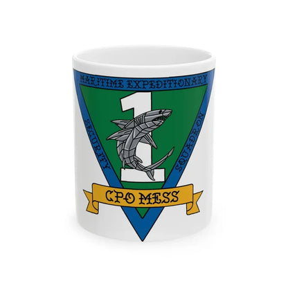 Maritime Expeditionary Security Sq One CPO MESS (U.S. Navy) White Coffee Mug 11oz - Go Mug Yourself