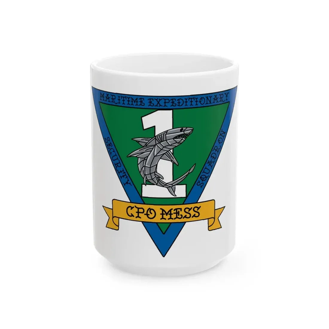 Maritime Expeditionary Security Sq One CPO MESS (U.S. Navy) White Coffee Mug 15oz - Go Mug Yourself