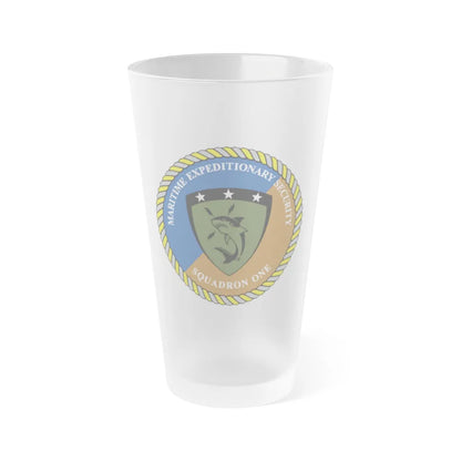 Maritime Expeditionary Security Sq One (U.S. Navy) Frosted Pint Glass 16oz-Go Mug Yourself