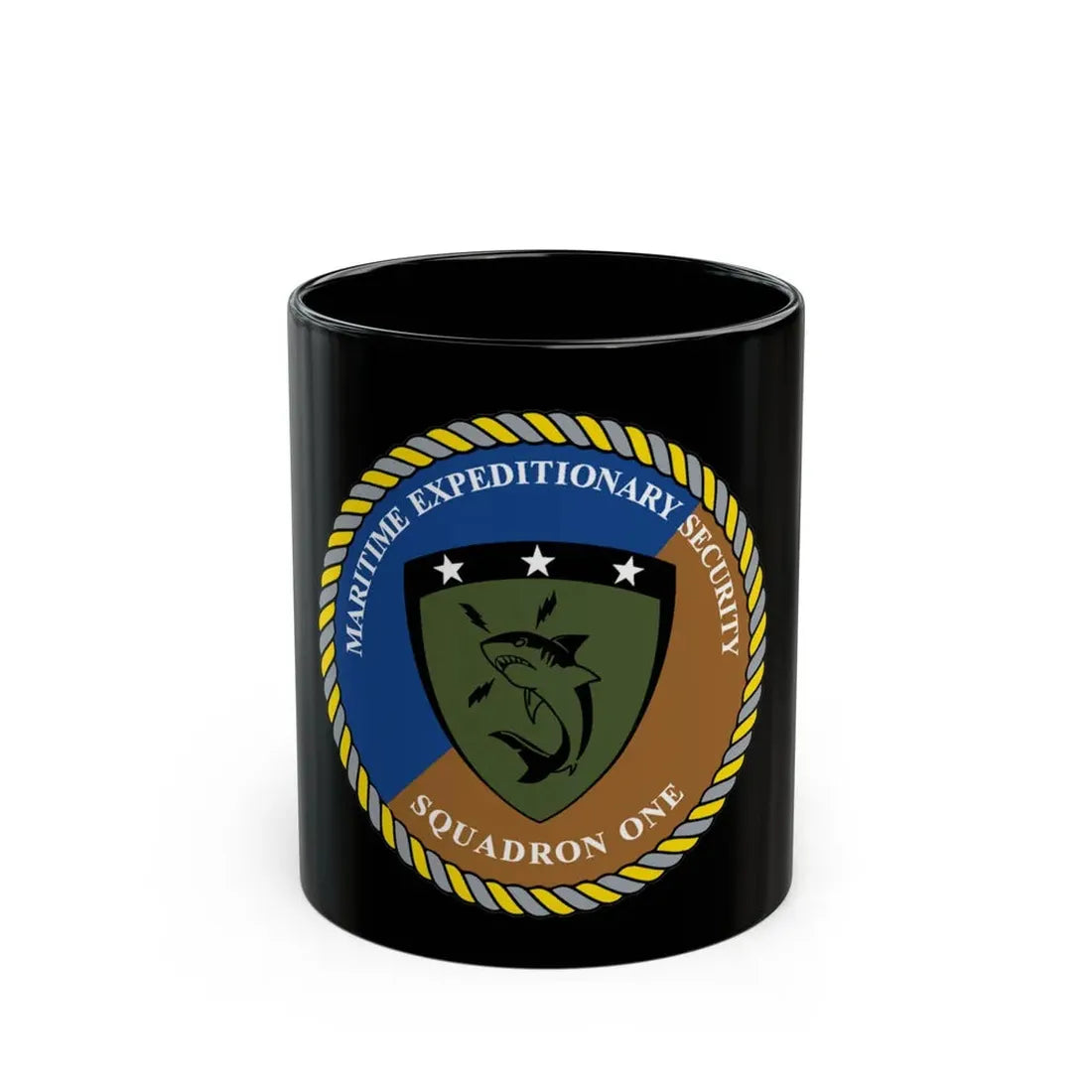 Maritime Expeditionary Security Sq One (U.S. Navy) Black Coffee Mug 11oz - Go Mug Yourself