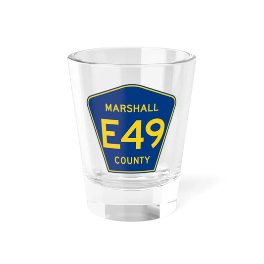 Marshall County Route E49 IA (Iowa) (Road Sign) Shot Glass 1.5oz 1.5oz - Go Mug Yourself
