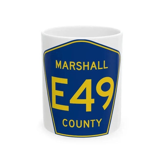 Marshall County Route E49 IA (Iowa) (Road Sign) White Coffee Mug 11oz - Go Mug Yourself