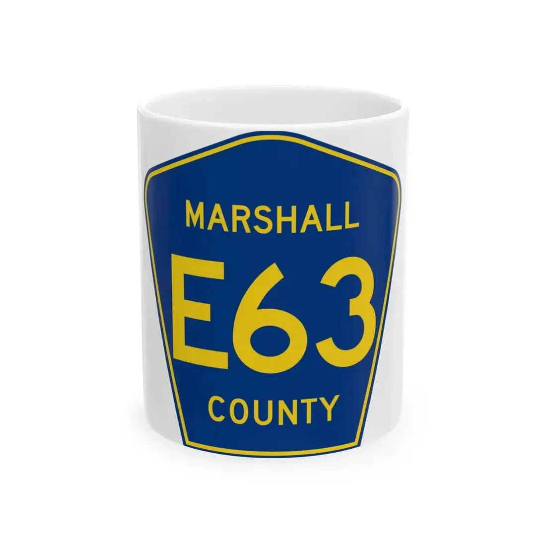 Marshall County Route E63 IA (Iowa) (Road Sign) White Coffee Mug 11oz - Go Mug Yourself