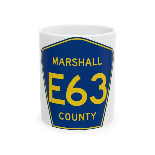 Marshall County Route E63 IA (Iowa) (Road Sign) White Coffee Mug 11oz - Go Mug Yourself