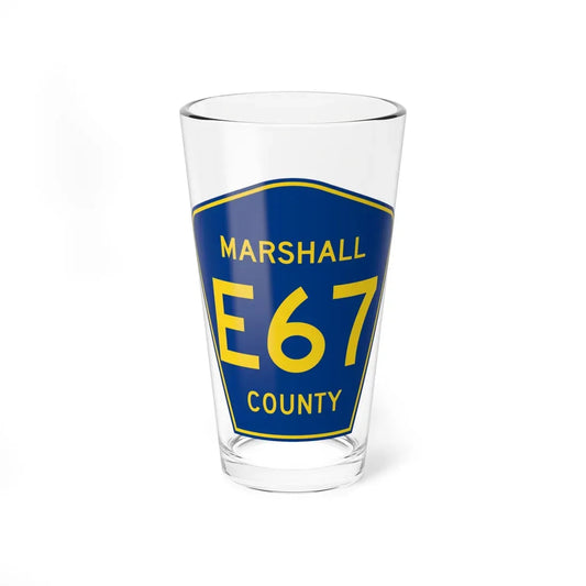 Marshall County Route E67 IA (Iowa) (Road Sign) Pint Glass 16oz 16oz - Go Mug Yourself