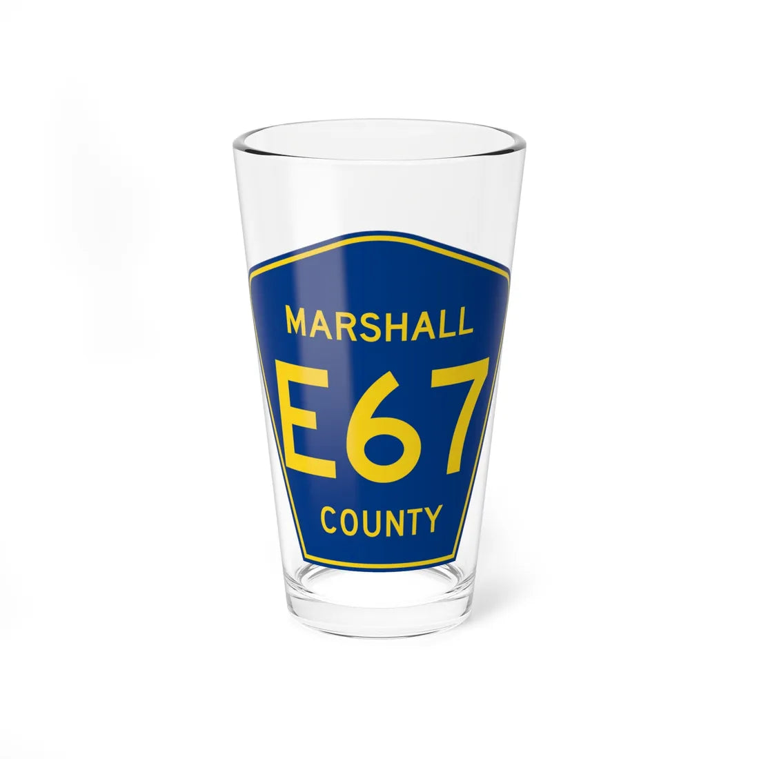 Marshall County Route E67 IA (Iowa) (Road Sign) Pint Glss 16oz 16oz - Go Mug Yourself