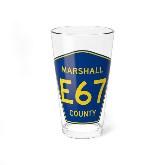 Marshall County Route E67 IA (Iowa) (Road Sign) Pint Glss 16oz 16oz - Go Mug Yourself