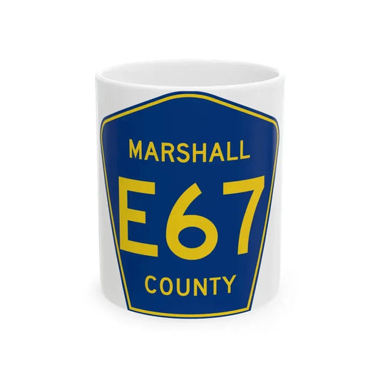 Marshall County Route E67 IA (Iowa) (Road Sign) White Coffee Mug 11oz - Go Mug Yourself