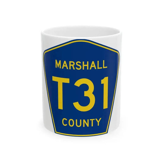 Marshall County Route T31 IA (Iowa) (Road Sign) White Coffee Mug 11oz - Go Mug Yourself