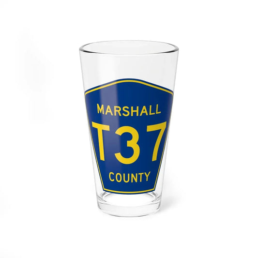 Marshall County Route T37 IA (Iowa) (Road Sign) Pint Glass 16oz 16oz - Go Mug Yourself