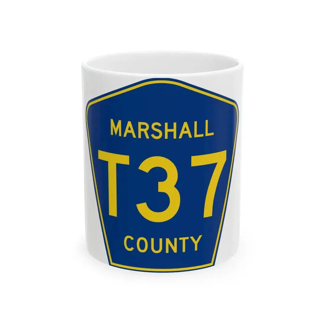 Marshall County Route T37 IA (Iowa) (Road Sign) White Coffee Mug 11oz - Go Mug Yourself