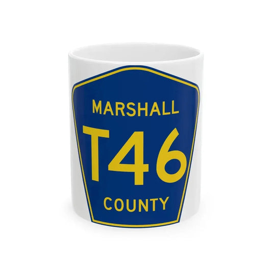 Marshall County Route T46 IA (Iowa) (Road Sign) White Coffee Mug 11oz - Go Mug Yourself