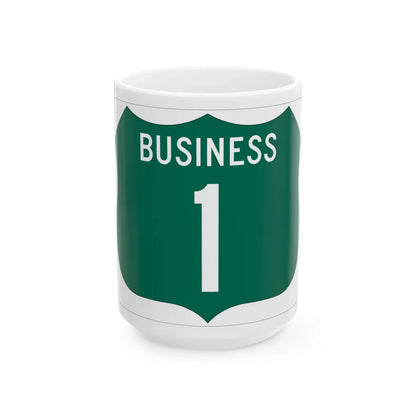 Maryland US business route template wide (Maryland) (Road Sign) White Coffee Mug 15oz - Go Mug Yourself