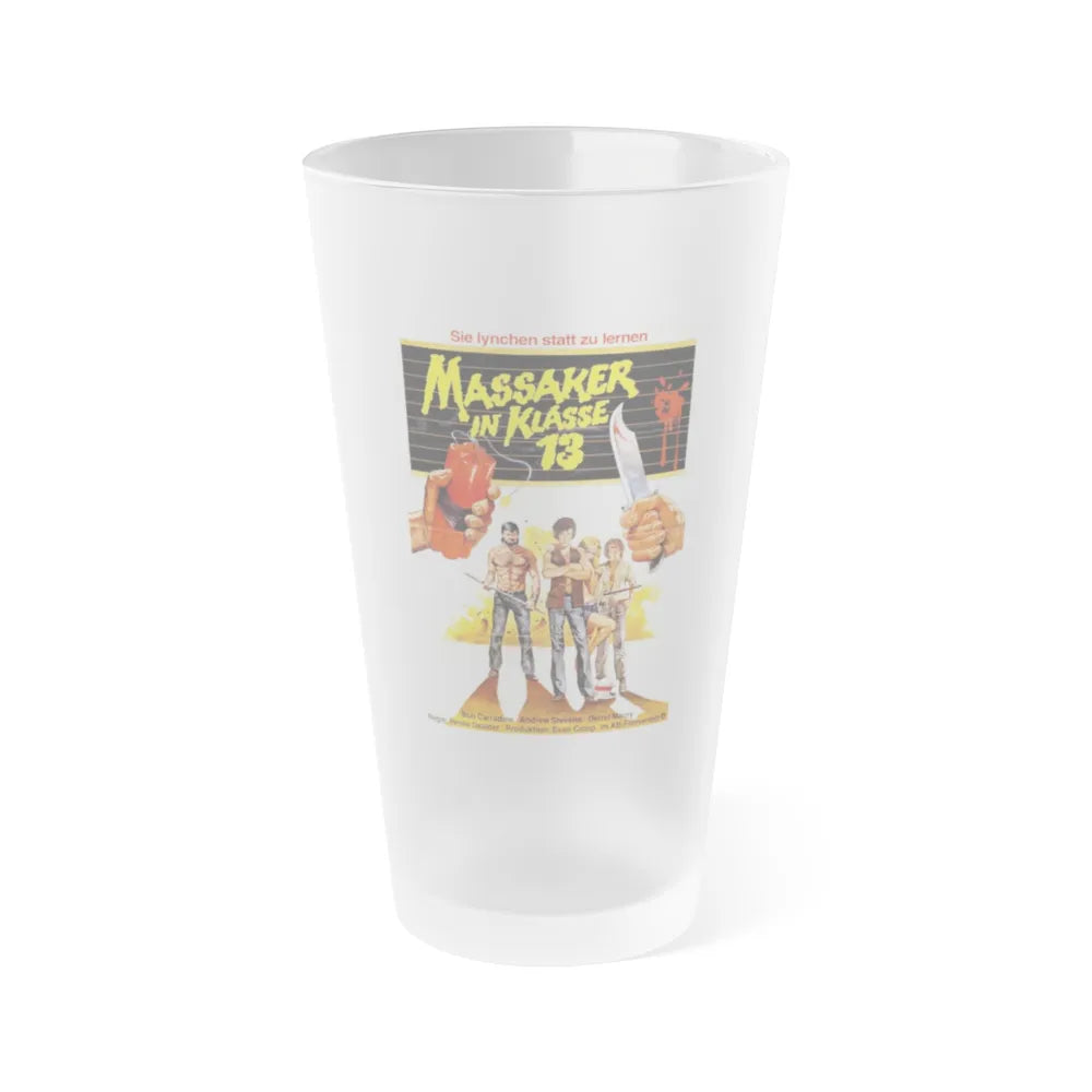 MASSACRE AT CENTRAL HIGH (GERMAN) 1976 Movie Poster - Frosted Pint Glass 16oz-16oz-Frosted-Go Mug Yourself