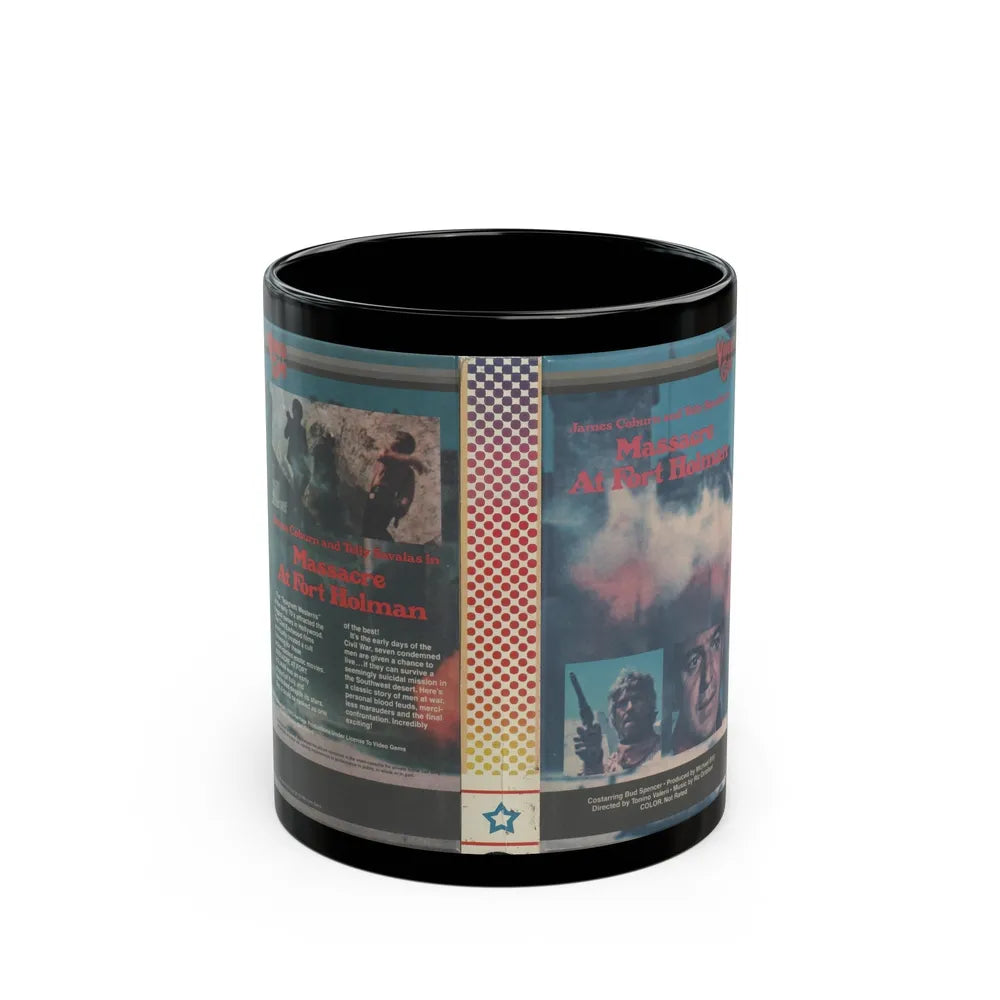 MASSACRE AT FORT HOLMAN (VHS COVER) - Black Coffee Mug-11oz-Go Mug Yourself