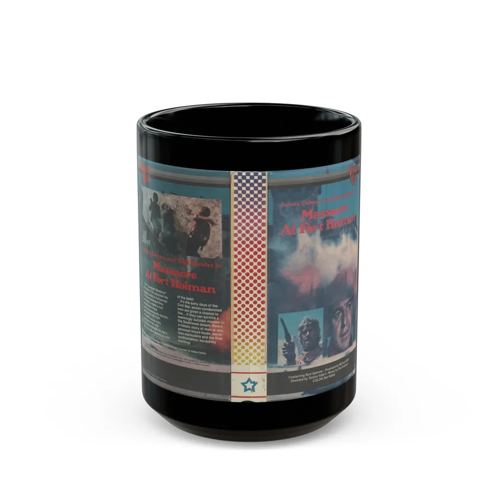 MASSACRE AT FORT HOLMAN (VHS COVER) - Black Coffee Mug-15oz-Go Mug Yourself