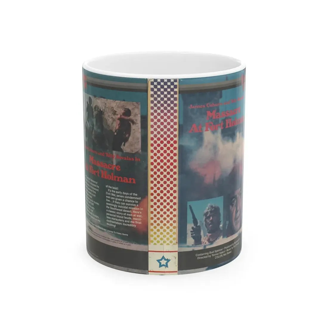 MASSACRE AT FORT HOLMAN (VHS COVER) - White Coffee Mug 11oz - Go Mug Yourself