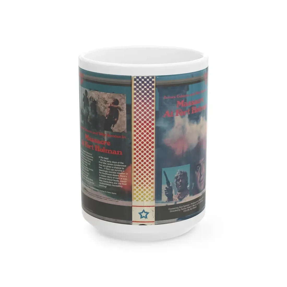 MASSACRE AT FORT HOLMAN (VHS COVER) - White Coffee Mug 15oz - Go Mug Yourself
