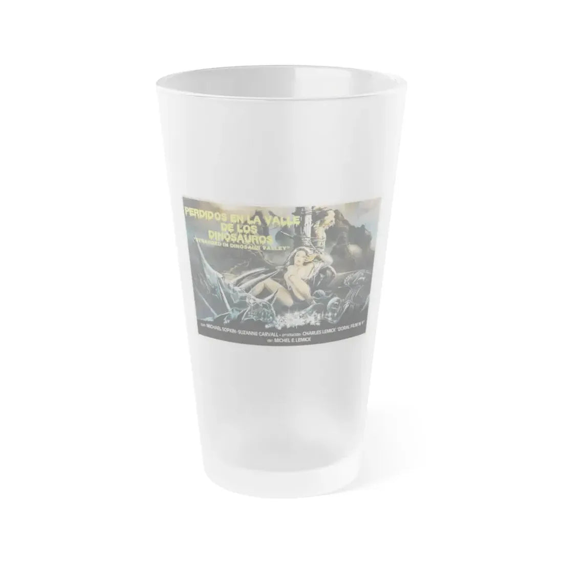 MASSACRE IN DINOSAUR VALLEY 1985 Movie Poster - Frosted Pint Glass 16oz 16oz Frosted - Go Mug Yourself