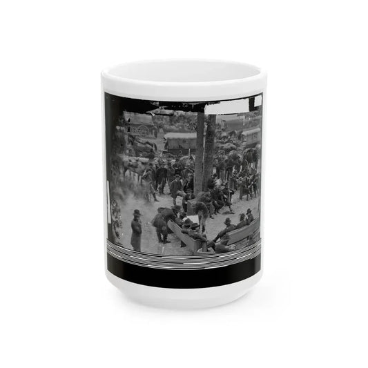 Massaponax Church, Va.  Council Of War   Gen. Ulysses S. Grant Examining Map Held By Gen. George G. Meade (U.S. Civil War) White Coffee Mug 15oz - Go Mug Yourself