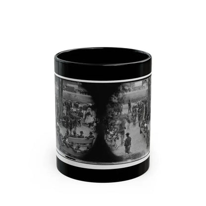 Massaponax Church, Va.  Council Of War   Gen. Ulysses S. Grant (Left End Of Bench Nearest Tree) Writing A Dispatch (U.S. Civil War) Black Coffee Mug 11oz - Go Mug Yourself