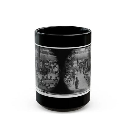 Massaponax Church, Va.  Council Of War   Gen. Ulysses S. Grant (Left End Of Bench Nearest Tree) Writing A Dispatch (U.S. Civil War) Black Coffee Mug 15oz - Go Mug Yourself