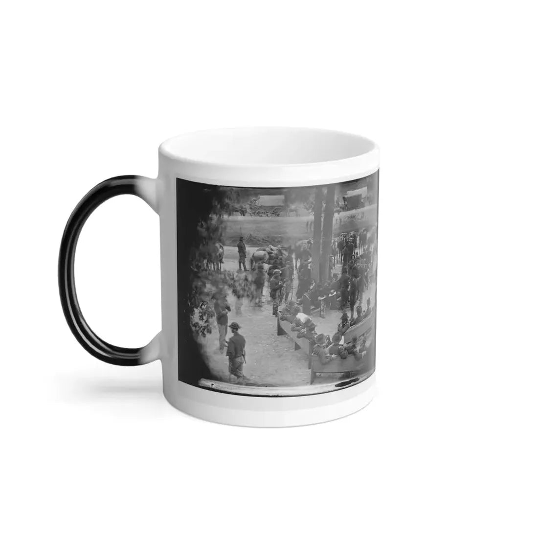 Massaponax Church, Va.  Council of War   Gen. Ulysses S. Grant (Left End of Bench Nearest Tree) Writing a Dispatch (U.S. Civil War) Color Changing Coffee Mug 11oz - Go Mug Yourself