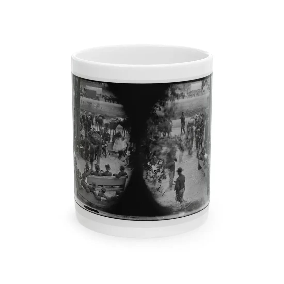 Massaponax Church, Va.  Council Of War   Gen. Ulysses S. Grant (Left End Of Bench Nearest Tree) Writing A Dispatch (U.S. Civil War) White Coffee Mug 11oz - Go Mug Yourself
