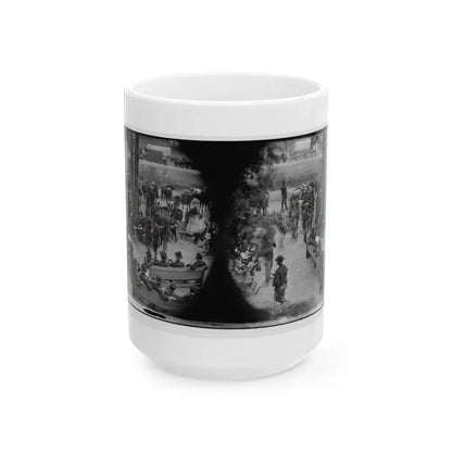 Massaponax Church, Va.  Council Of War   Gen. Ulysses S. Grant (Left End Of Bench Nearest Tree) Writing A Dispatch (U.S. Civil War) White Coffee Mug 15oz - Go Mug Yourself