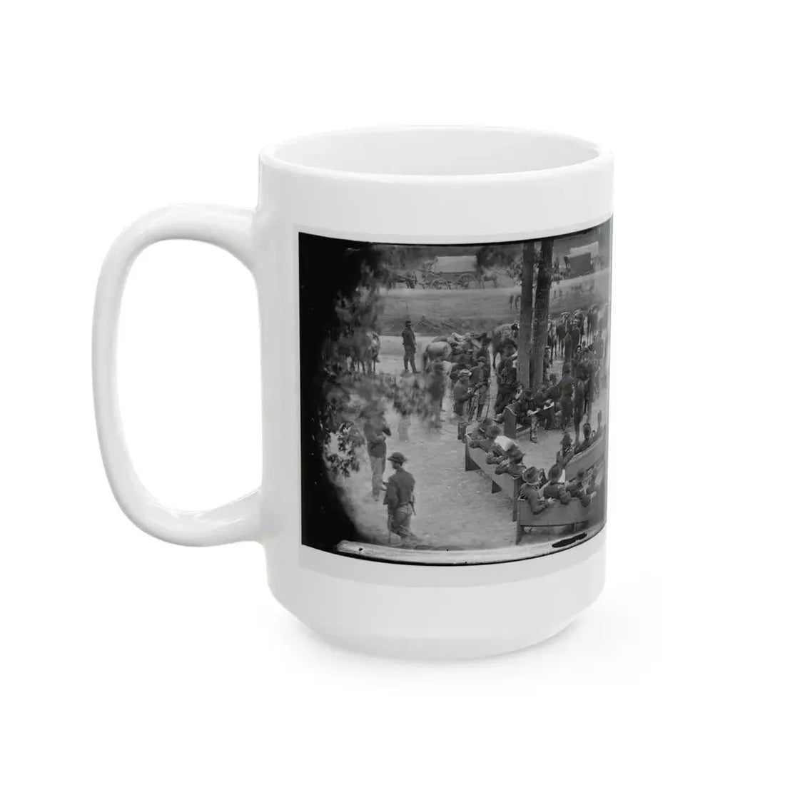 Massaponax Church, Va.  Council Of War   Gen. Ulysses S. Grant (Left End Of Bench Nearest Tree) Writing A Dispatch (U.S. Civil War) White Coffee Mug - Go Mug Yourself