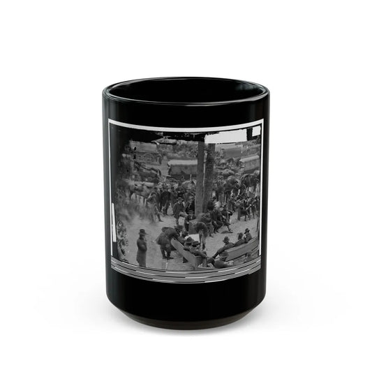 Massaponax Church, Va. Council Of War Gen. Ulysses S. Grant Examining Map Held By Gen. George G. Meade (U.S. Civil War) Black Coffee Mug-15oz-Go Mug Yourself