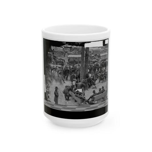 Massaponax Church, Va. Council Of War Gen. Ulysses S. Grant Examining Map Held By Gen. George G. Meade (U.S. Civil War) White Coffee Mug-15oz-Go Mug Yourself