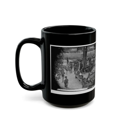 Massaponax Church, Va. Council Of War Gen. Ulysses S. Grant (Left End Of Bench Nearest Tree) Writing A Dispatch (U.S. Civil War) Black Coffee Mug-Go Mug Yourself