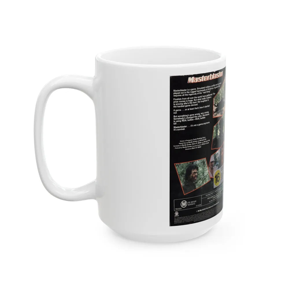 MASTER BLASTER ACTION (VHS COVER) - White Coffee Mug-Go Mug Yourself